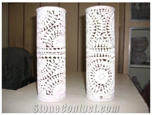Stone Handcraft Candle Holders, Koteshwar Adanga White Marble Candle Holders