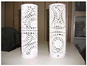 Stone Handcraft Candle Holders, Koteshwar Adanga White Marble Candle Holders