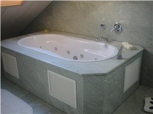 Verde Spluga Quartzite Bath Tub Surround, Tub Deck, Verde Spluga Green Quartzite Bath Tub