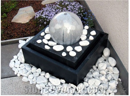 Kavala White Marble Pebble Stone Decorated Fountains