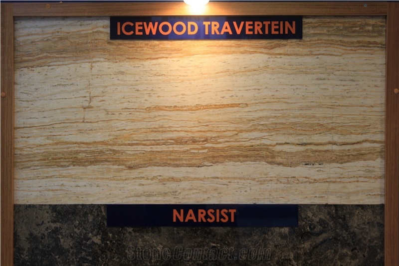 Polished Ice Wood Travertine Slabs, Turkey Beige Travertine