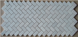 Bianco Carrara Marble Mosaic, White Marble Herringbone Mosaic 2.5x4.8