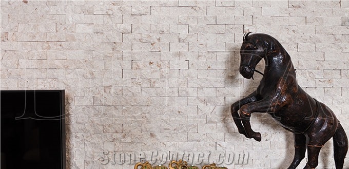 Myra Limestone Split Face Mosaic Tiles, Beige Limestone