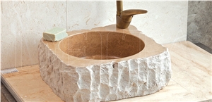 Noce Travertine Sophia Sink, Noce Brown Travertine Sink