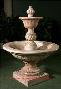 Garden Fountain Sculpture Fountain, Brown Limestone Garden Fountain