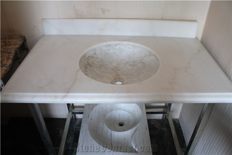 Chinese White Marble Bath Top with Splashes
