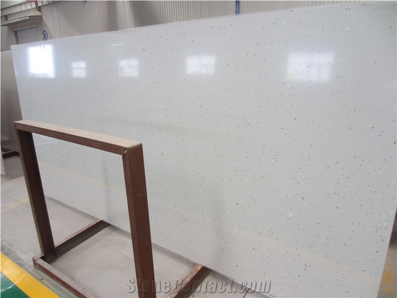 Crystal Gold Shell Quartz Slabs and Tiles