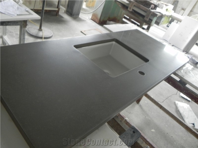 Dark Grey Quartz Countertops/Kitchen Work Tops from China ...