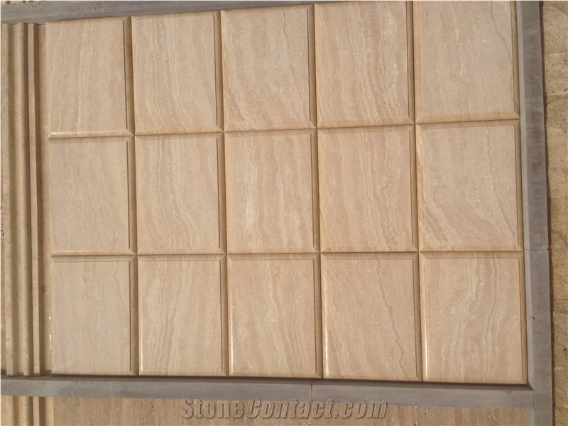 Polished and Pillow Edge Beige Travertine Tiles, Armenia Beige