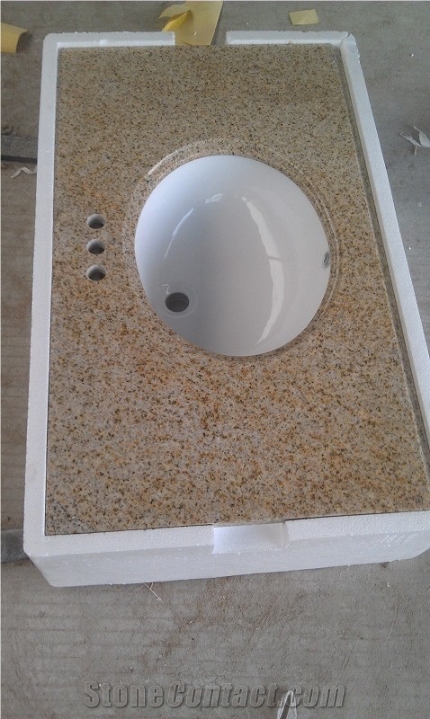 G682 Granite Vanity Top with White Ceramic Sink
