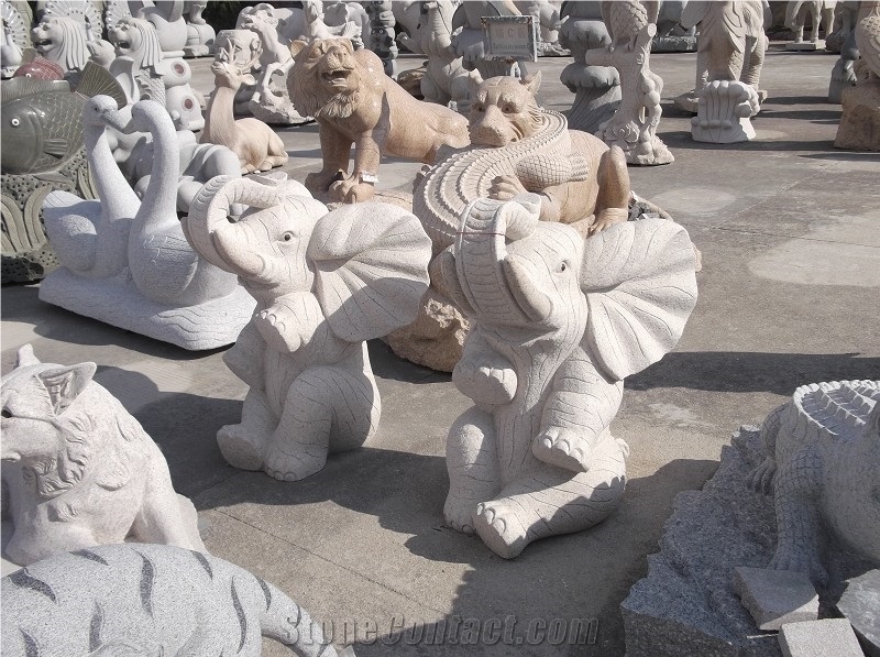 Granite Animal Figure Sculpture