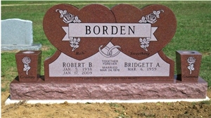 Imperial Red Double Hearth Tombstone, Imperial Red Granite