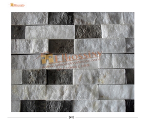 Meli Brown Limestone and Bianco Carara Marble Mosaic