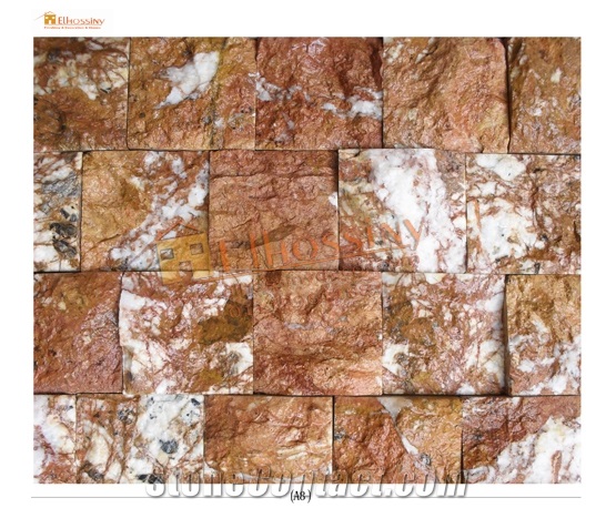 Red Rustic Marble Split Face Mosaic, Rosso Antiquato Red Marble Split Face Mosaic
