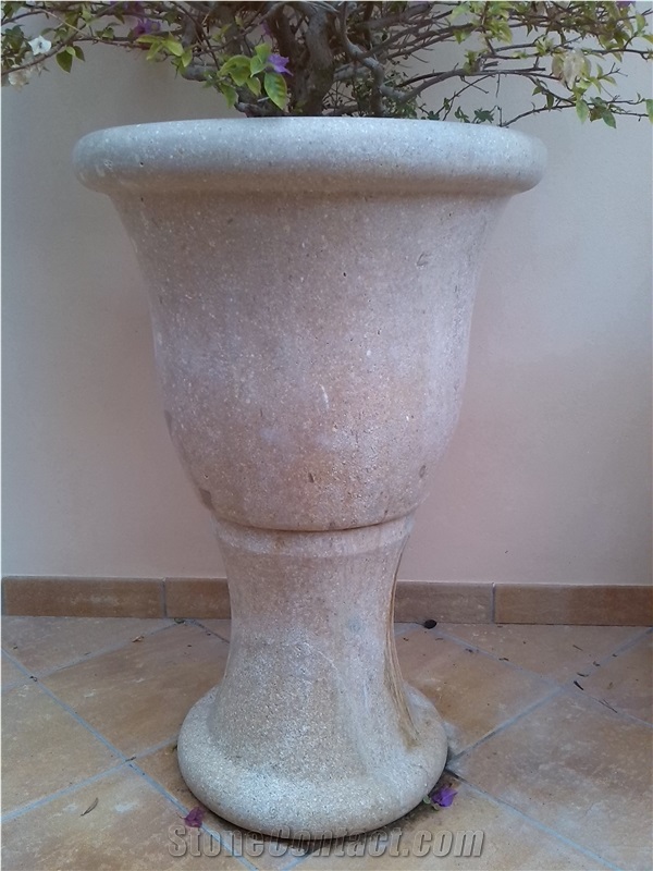 Mares De Felanix Sandstone Planter Pot, Arenisca Quarcitica or Vell Beige Sandstone Planter Pot