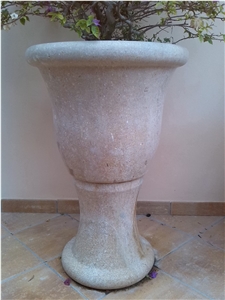 Mares De Felanix Sandstone Planter Pot, Arenisca Quarcitica or Vell Beige Sandstone Planter Pot
