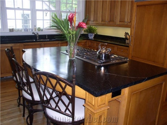 Black Galaxy Soapstone Kitchen Island Top From United States