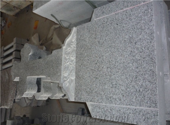 G603 Monuments and Tombstone, Chinese Grey Stone, Bacuo White, Small Flowers