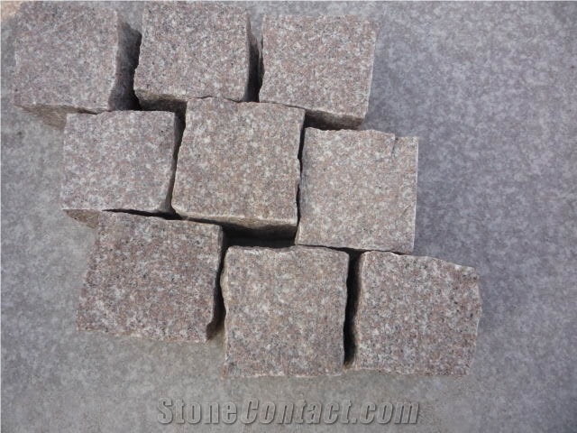 G663 Pink Paver Stone, Cobble, Curbstone, Road Edge Stone , Small Blocks
