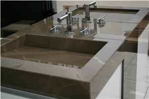 Gaudi Brown Marble Rectangle Sink