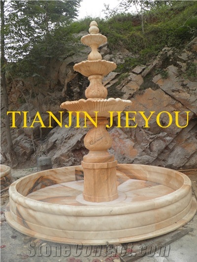 Garden Stone Carving Marble Fountain, Yellow Marble Fountain