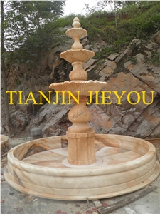 Garden Stone Carving Marble Fountain, Yellow Marble Fountain