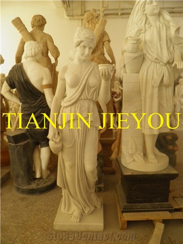 Life Size Marble Carving Nude Statues Women, White Marble Statues