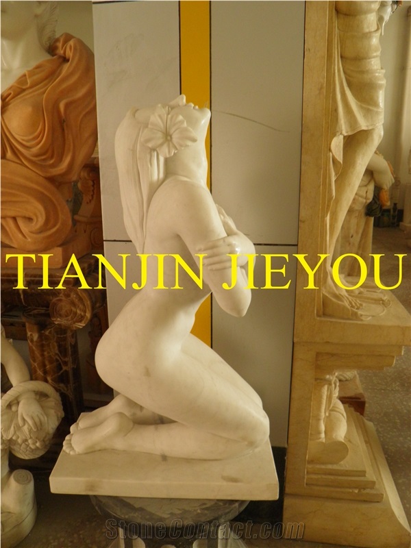 Marble Carving Nude Sculpture Woman, Garden Statue