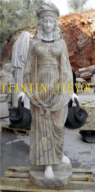 Marble Statue Stone Carving Art, Brown Marble Statue