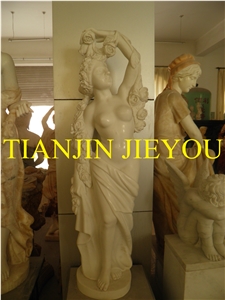 Modern Sculpture Naked Women Nude, White Marble Sculpture