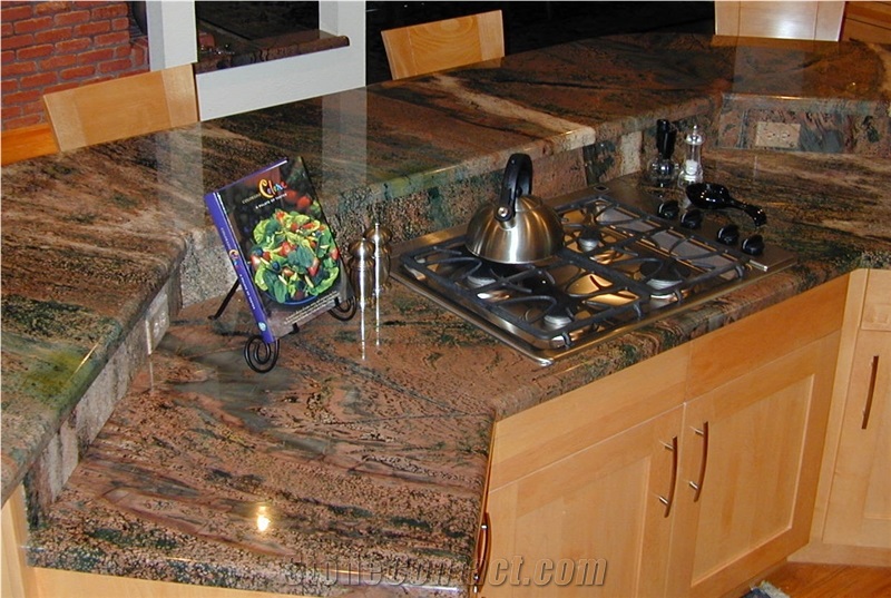 Granite Kitchen Countertops with Verde Fuoco Granite