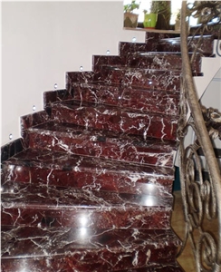 Rosa Levanto Marble Stairs, Rosa Levanto Red Marble Stairs