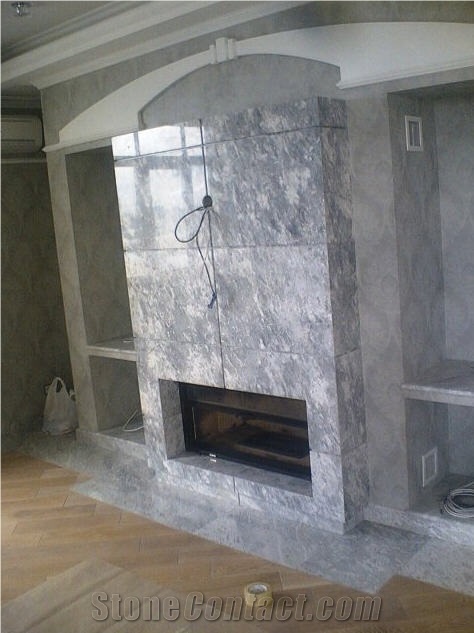 Silver Marble Fireplace Surround, Silver Grey Marble Fireplace Surround