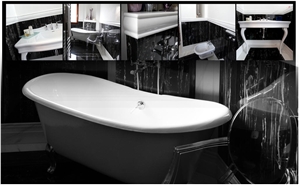 China Black and Silver Marble Bathroom Design, Silver Dragon Black Marble Bathroom Design