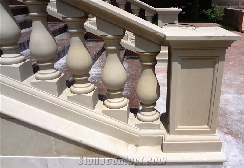 Balustrade and Railings, Mint White Sandstone Balustrades