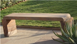 Garden Bench and Table, White Sandstone Bench, Mint White Sandstone Garden Bench