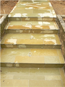 Mint Yellow Sandstone Exterior Steps & Stairs, Stair Risers