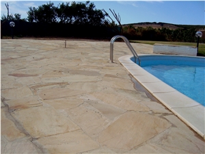 Modak Yellow Sandstone Flagstone Pool Terrace