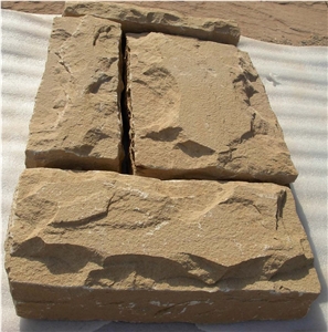 Modak Yellow Sandstone Mushroom Stone Wall Cladding Tiles