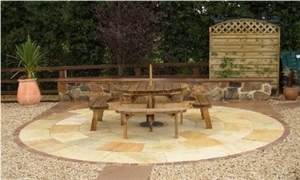 Stone Circle Patio Paver, Yellow Sandstone Landscaping