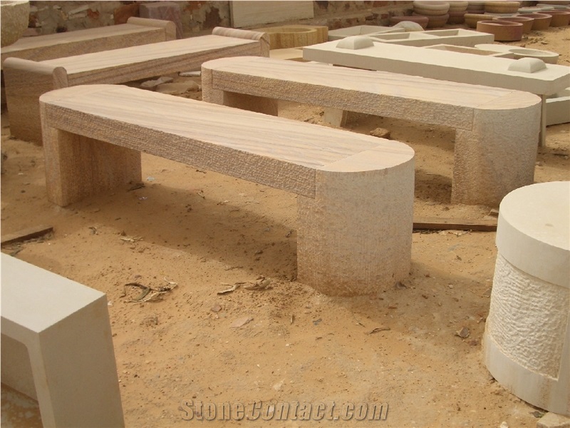 White and Yellow Sandstone Bench