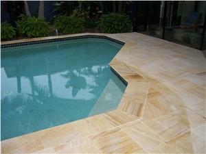 White Sandstone Pool Coping and Pool Deck, Pavers