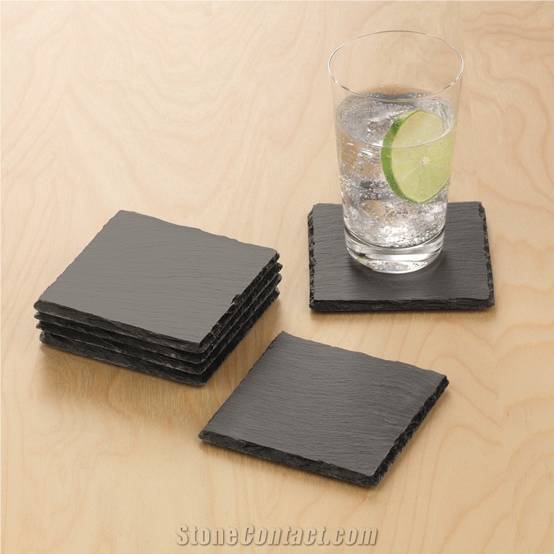 Slate Placemat and Coaster , China Black Slate Kitchen Accessories