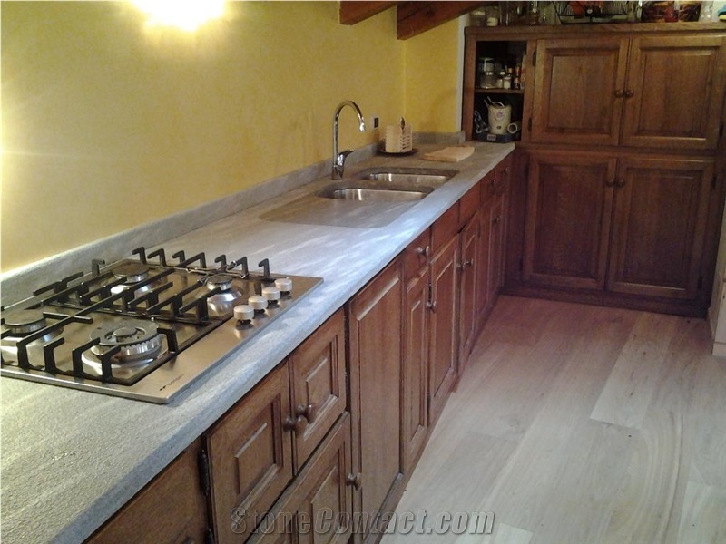 Pietra Di Cogne Kitchen Countertop, Pietra Di Cogne Grey Quartzite Kitchen Countertops
