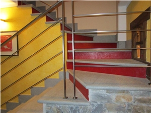 Pietra Di Cogne Quartzite Stairs, Pietra Di Cogne Grey Quartzite Stairs