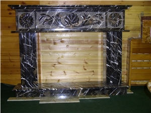 Nero Marquina Marble Fireplace