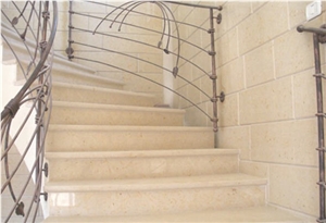 Negev Fossil Limestone Floor Pattern, Palestine Beige Limestone Stairs, Steps