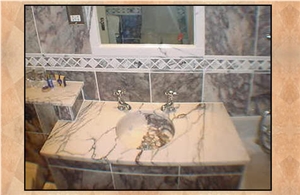 Paonazetto Bianco Marble Bathroom Top, Paonazetto Bianco White Marble Bathroom Top
