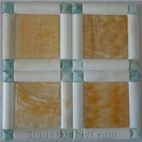 Lowest Price Natural Onyx Mosaic (MSK-OSH 005), Mi-Huang-Yu Yellow Onyx Mosaic