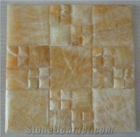 Lowest Price Sell Natural Onyx Mosaic (MSK-SQS 004), Mi-Huang-Yu Yellow Onyx Mosaic
